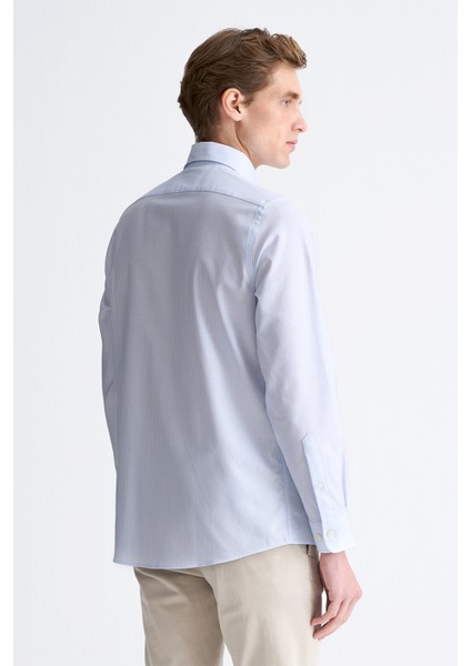 Erkek Mavi Cooper Fit Çizgili Düğmeli Yaka Oxford Spor Gömlek fırsatları