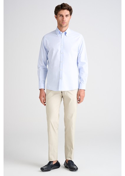 Erkek Mavi Cooper Fit Düğmeli Yaka Spor Gömlek modelleri