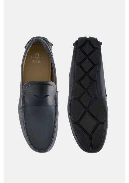 Erkek Mavi Deri Loafer modelleri