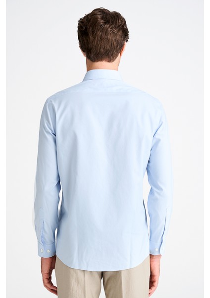 Erkek Mavi Cooper Fit Non-Iron Kravat Yaka Klasik Gömlek fırsatları