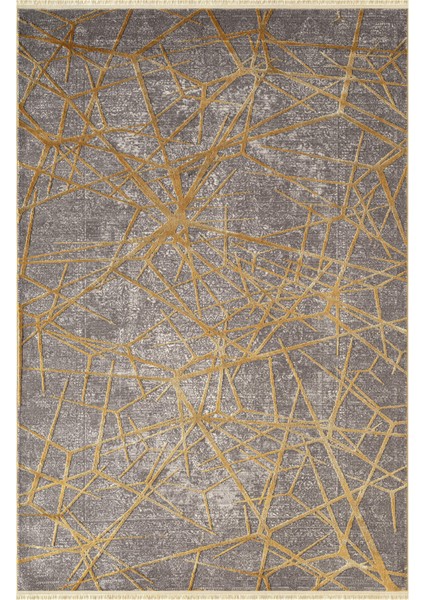 Step SE001S Gri Halı Modern Dekoratif Gold Çizgili Pamuk Taban Triko Akrilik Salon Mutfak Halısı fiyatları