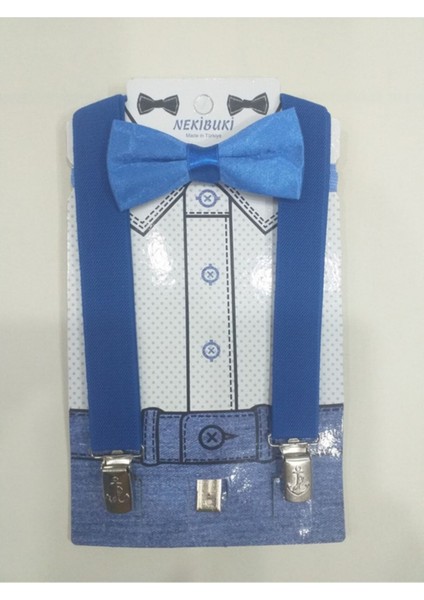 1-7 Yaş Pantolon Askı Papyon Seti Mavi