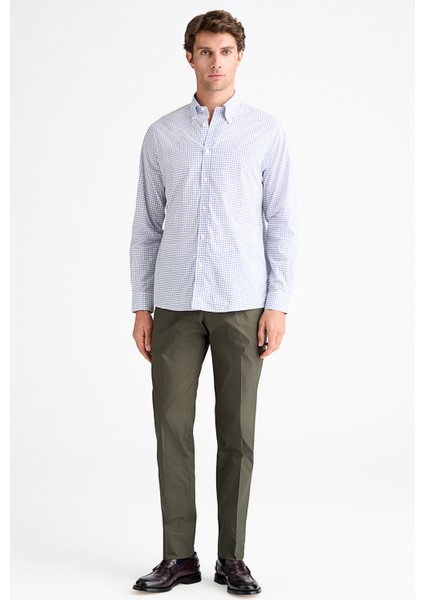 Erkek Mavi Cooper Fit Düğmeli Yaka Pötikare Desenli Spor Gömlek fiyatları