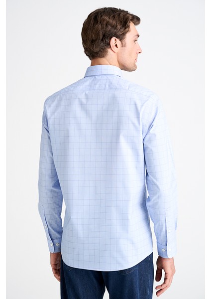 Erkek Lacivert Cooper Fit Düğmeli Yaka Ekoseli Spor Gömlek fırsatları