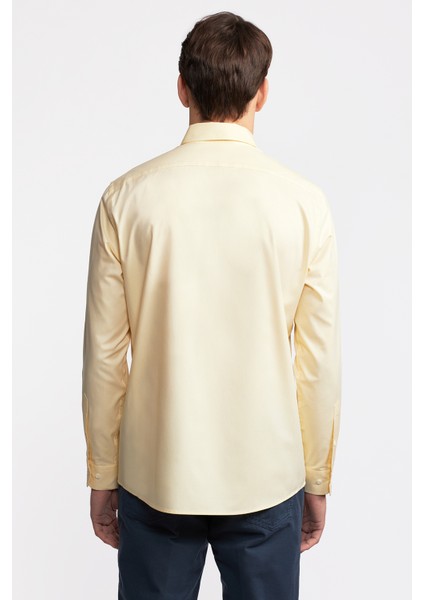 Erkek Sarı Düğmeli Yaka Cooper Fit Spor Gömlek fırsatları