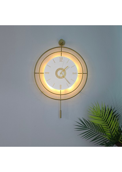 Led'li Target Kristal (Büyük Boy 50 x 75 Cm), Modern Dekoratif Sarkaçlı Metal Duvar Saati