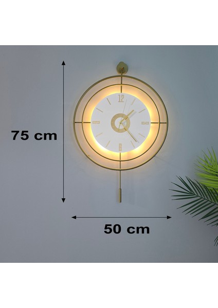 Led'li Target Kristal (Büyük Boy 50 x 75 Cm), Modern Dekoratif Sarkaçlı Metal Duvar Saati modelleri