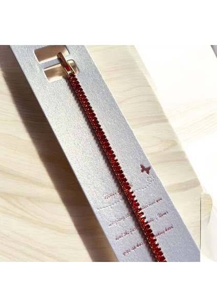 Kırmızı Taşlı Gümüş Renk Su Yolu Çelik Klipsli Bileklik fiyatları
