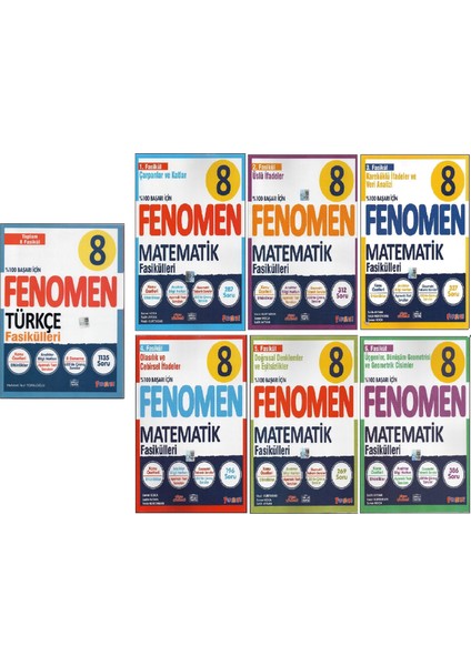 Fenomen 8.sınıf Türkçe Fasikülleri+Matematik Fasikülleri (15 Kitap)