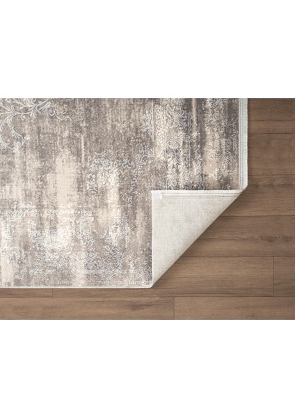 Step SE002G Gri Kalsik Halı Dekoratif Çerçeveli Pamuk Taban Triko Akrilik Salon Mutfak Halısı indirimleri