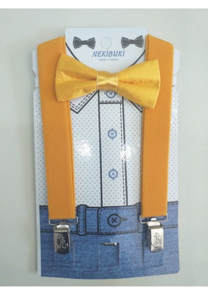 1-7 Yaş Pantolon Askı Papyon Seti Sarı
