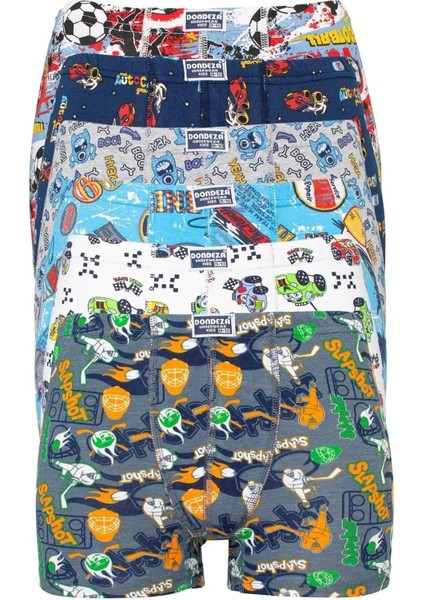 12'li Paket Erkek Çocuk Boxer Renkli ve Desenli Rahat Kalıp