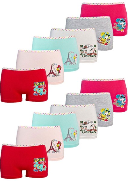 12'li Paket Kız Çocuk Boxer