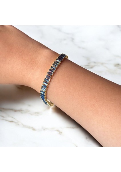 Lacivert Iri Su Yolu Gold Çelik Klipsli Bileklik fiyatları