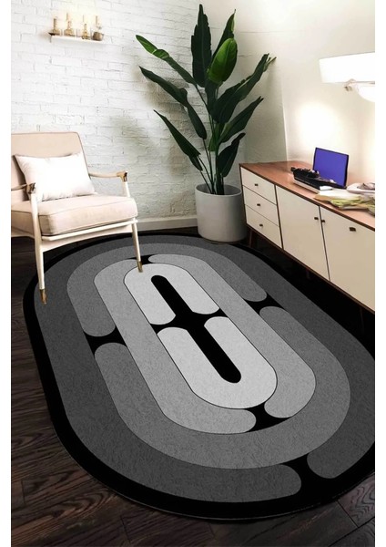 Dijital Kaymaz Yıkanabilir Modern Salon Halısı Mutfak Halısı Koridor Halısı Oval Halı Yolluk DC-4054