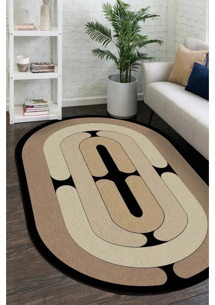 Dijital Kaymaz Yıkanabilir Modern Salon Halısı Mutfak Halısı Koridor Halısı Oval Halı Yolluk DC-4052