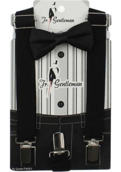 Siyah Erkek Bebek Papyon ve Askı Seti