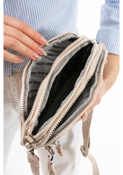 Unisex Cüzdan, 4 Gözlü, Telefonluk, Orjinal Crinkle Kumaş, Çapraz Askılı Omuz Çantası, 20X12CM fiyatları