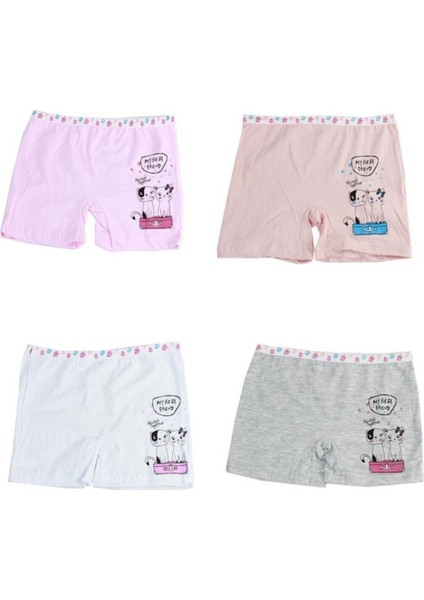 Kız Çocuk Karışık Renkli Desenli Pamuklu Boxer 6 Lı Paket modelleri