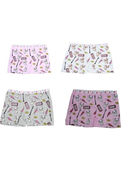 Kız Çocuk Karışık Renkli Desenli Pamuklu Boxer 6 Lı Paket fırsatları