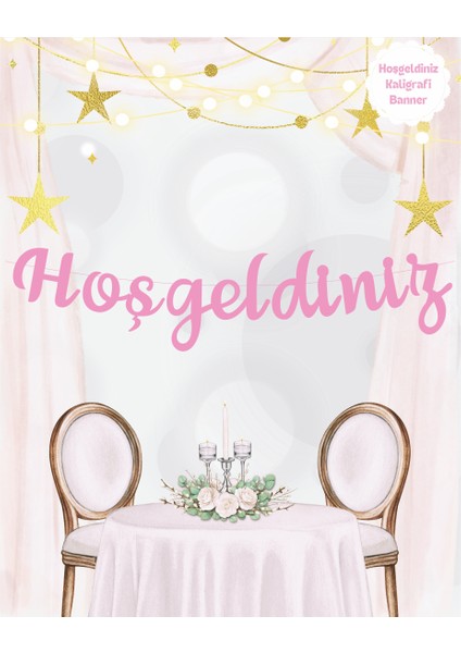 Hoşgeldiniz Pembe Temalı Kaligrafi Banner fiyatları