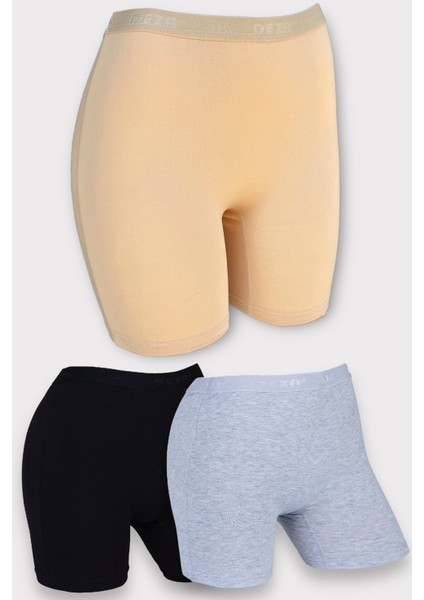 3'lü Dondeza Kadın Uzun Paçalı Yüksek Bel Toparlayıcı Pamuklu Boxer Şort