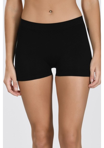 Kadın Siyah Dikişsiz Boxer