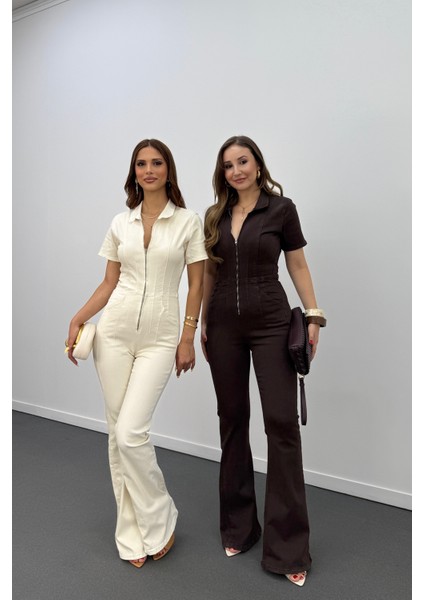 Ivory Fermuarlı Likralı Tulum indirimleri