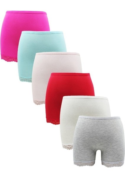 6'lı Dondeza Kız Çocuk Pamuklu Paçası Dantelli Boxer