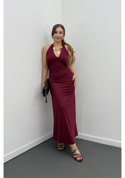 Narda Drapeli Sırt Dekolteli Elbise