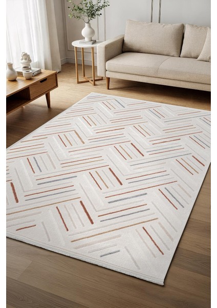 Cotto Cool CL002R Renkli Akrilik Halı Tozu Az Pamuk Tabanlı Salon Koridor Oturma Yatak Odası Halısı