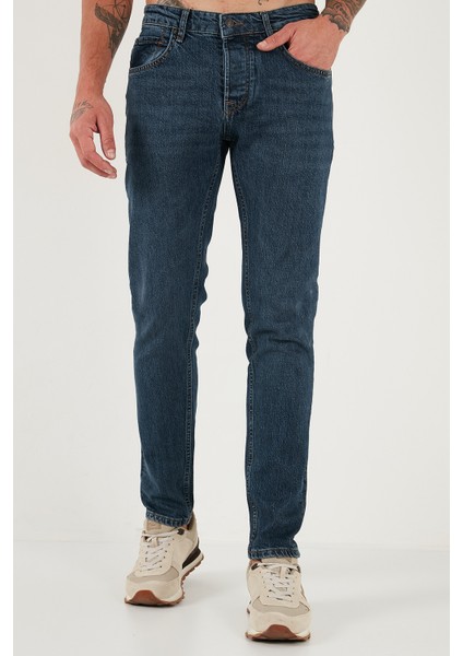 Pamuklu Slim Fit Normal Bel Dar Paça Jeans Erkek Kot Pantolon 1124C04NAPOLI fırsatları