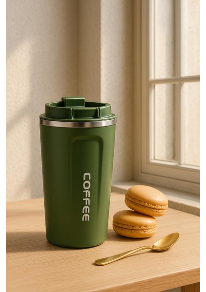 Paslanmaz Çelik Vakumlu Kapaklı Termos Kupa 380 ml