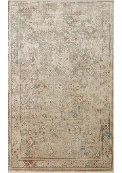 Babylon Bbl 03 Rayon Viskon Eskitme Desenli Bej Vintage Salon Halısı