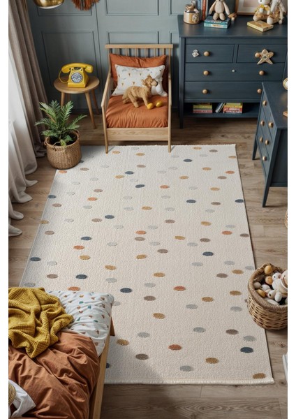 Cotto Cool CL003R Renkli Akrilik Halı Tozu Az Pamuk Tabanlı Salon Koridor Oturma Yatak Odası Halısı