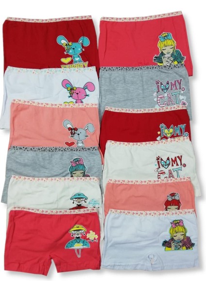 Kız Çocuk Renkli Likralı Boxer
