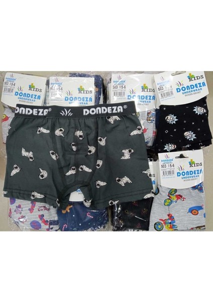 503 Erkek Çocuk Baskılı Boxer (Bakser) Kulot 6lı fiyatları