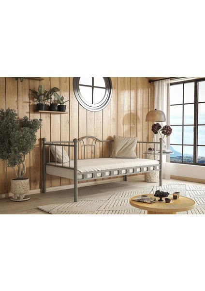 Kamelya Sedir Metal Karyola Gri 90X190