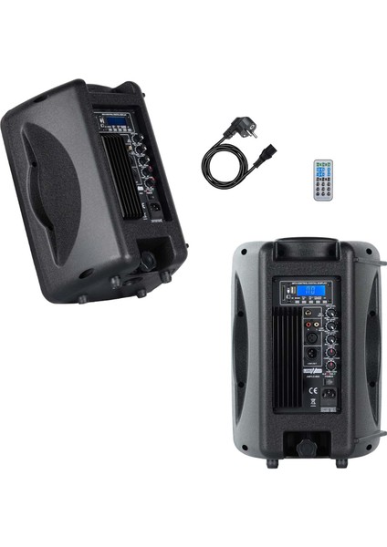 AMPLE-08A Aktif Kabin Hoparlör 8 Inç 450 Watt Bluetooth USB modelleri