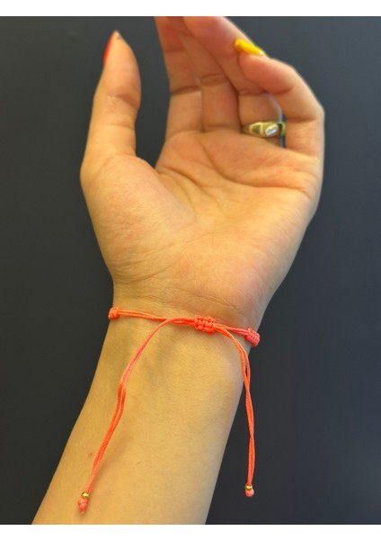 Turuncu Ip El Yapımı Zirkon Taşlı Nazar Boncuğu Bileklik fiyatları