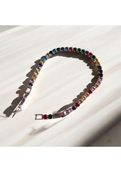 Rengarenk Su Yolu Şık Klipsli Çelik Bileklik