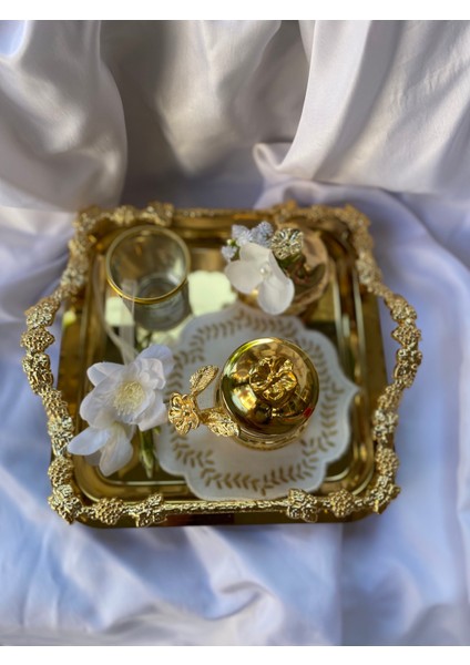 Söz Tepsisi Gold Nişan Tepsisi 22 cm Damat Kahvesi Söz Nişan indirimleri