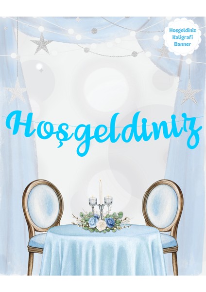 Hoşgeldiniz Mavi Temalı Kaligrafi Banner fiyatları