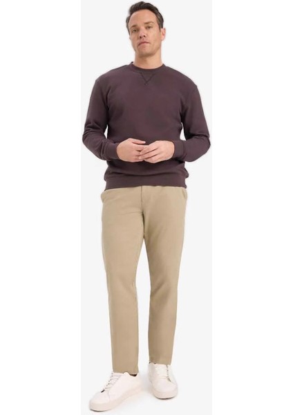 %100 Pamuk Regular Fit Bisiklet Yaka Kahverengi Erkek Sweatshirt E8339AX/BN596 fiyatları