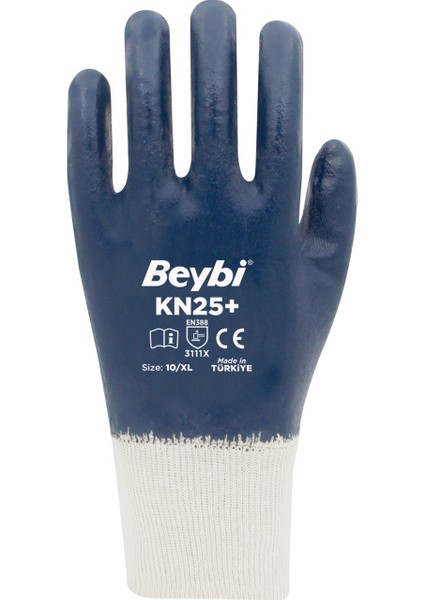 Beybi KN25+ Pamuk Nitril Eldiven 12 Çift 9 Numara