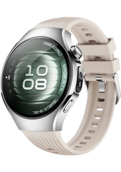 Huawei Watch 5 46MM Lte ile Uyumlu Özel Tasarım Çizgili Tokalı Silikon Kordon Kayış FC1102