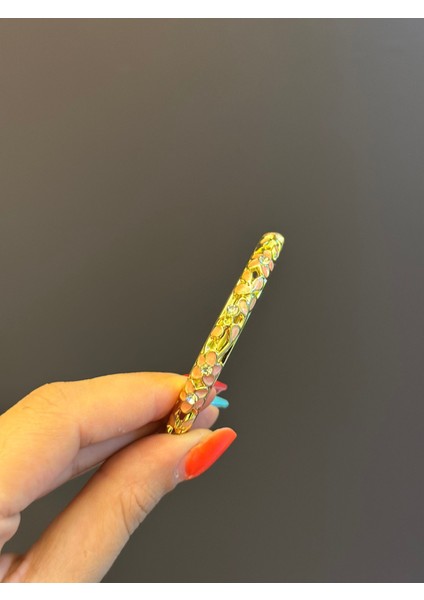 Mine Kaplama Çelik Çiçek Desenli Kadın Kelepçe Bileklik