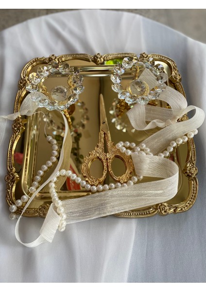 Söz Tepsisi Gold Nişan Tepsisi 22 cm Damat Kahvesi Söz Nişan