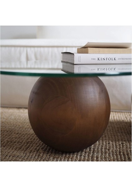 Fasülye Küre Ahşap Cam Orta Sehpa Kahverengi indirimleri