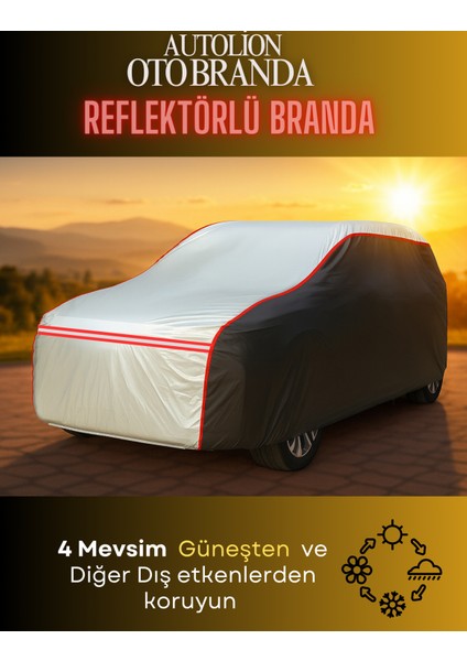 Renault Express Van Uyumlu Araba Brandası Gri Siyah Oto Dış Koruma( Kırmızı Dikişli )